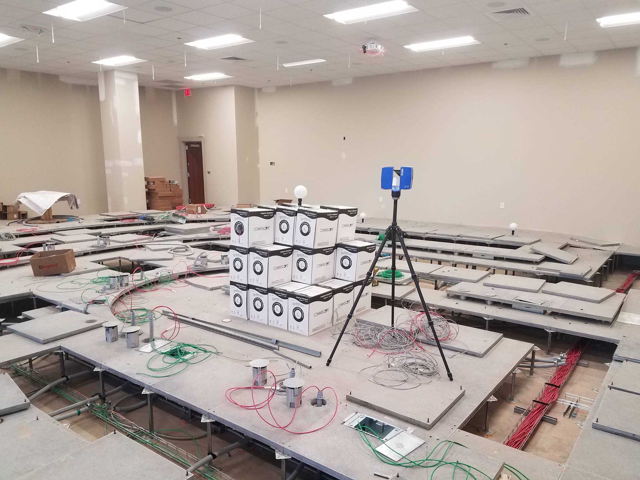 FARO scanning a lecture room at Fort Bragg to assist with custom furniture design.