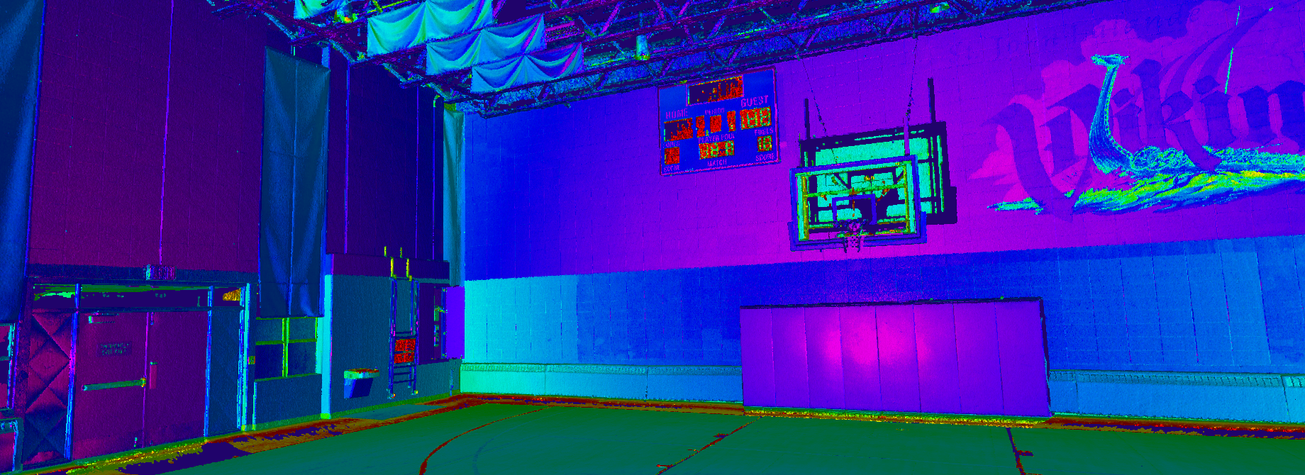 3D laser scan point cloud of school gym