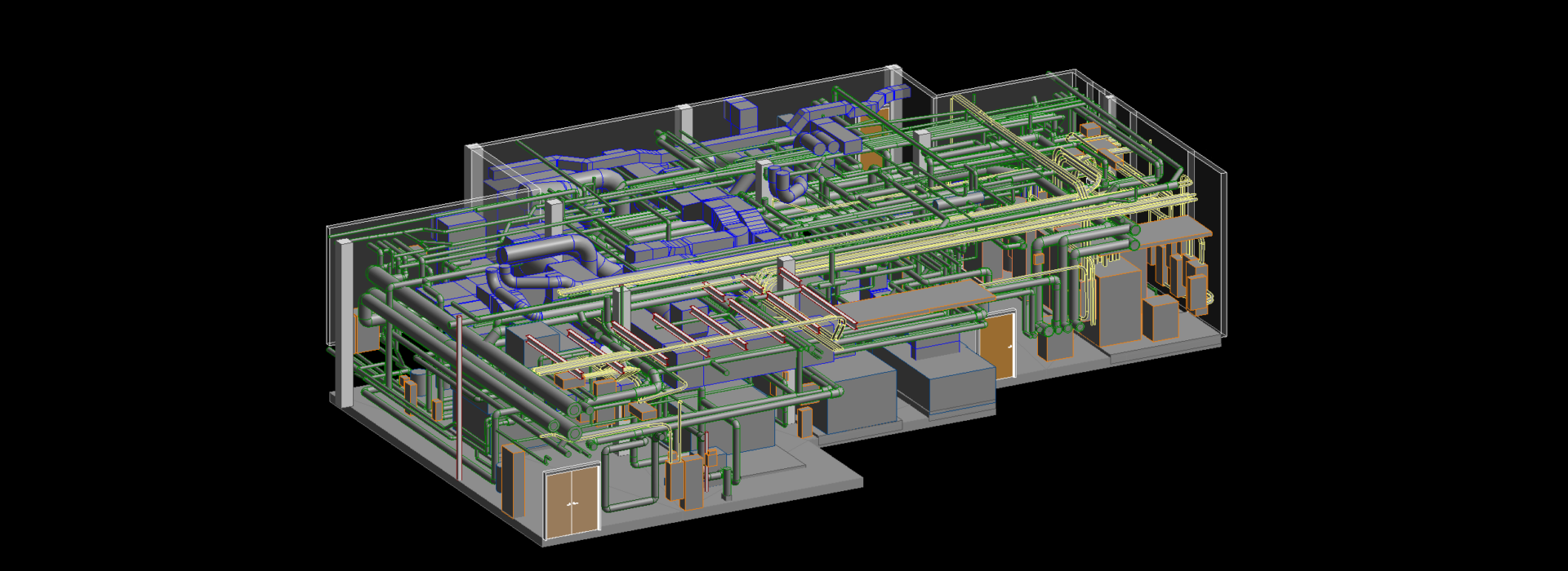 Revit/BIM model of hospital mechanical room