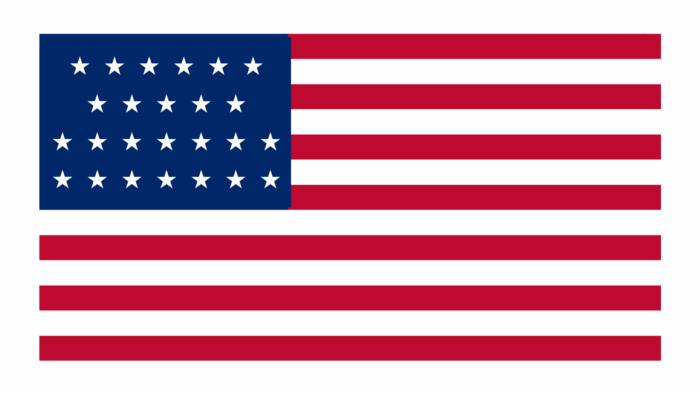 1836 U.S. flag featuring 25 stars for the newly admitted state of Arkansas.